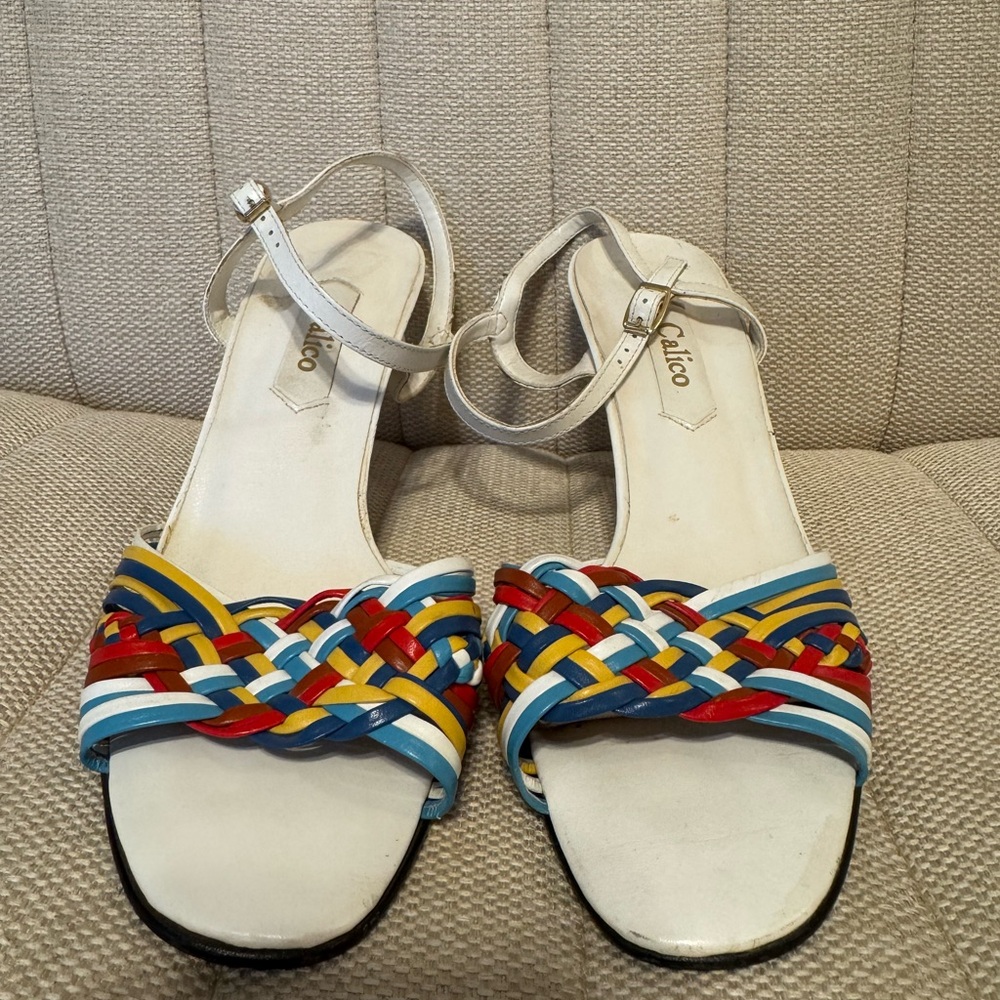 Vintage Colorful Woven Strap Heels